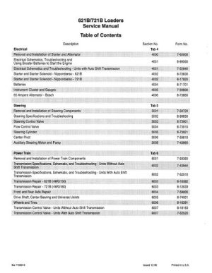 Case 621B, 721B Wheel Loader Service Manual