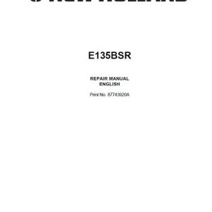 New Holland E135BSR Excavator Service Manual