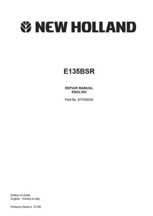 New Holland E135BSR Excavator Service Manual