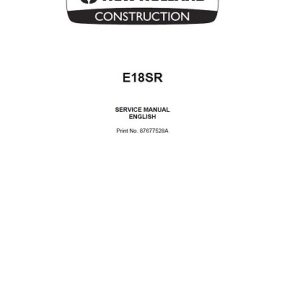 New Holland E18SR Mini Excavator Service Repair Manual