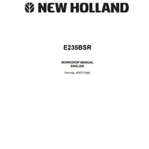 New Holland E235BSR Excavator Workshop Service Manual