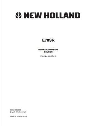 New Holland E70SR Mini Crawler Excavator Service Manual