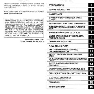 Honda Marine Outboard BF115A, BF130A Service Manual