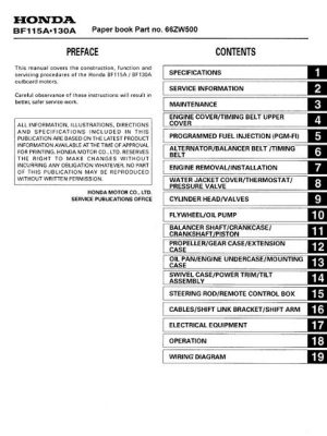 Honda Marine Outboard BF115A, BF130A Service Manual