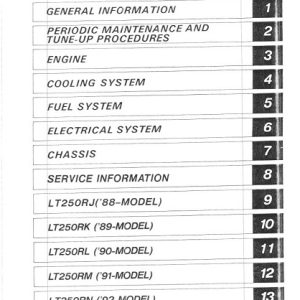 Suzuki LT250R Quadracer Service Manual