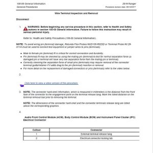 2019 Ford Ranger Service Manual