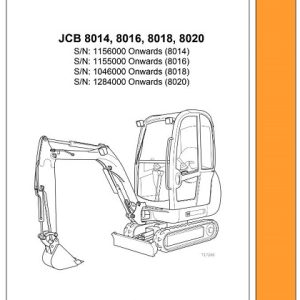 JCB 8014, 8016, 8018, 8020 Mini Excavator Service Manual