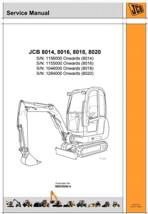 JCB 8014, 8016, 8018, 8020 Mini Excavator Service Manual