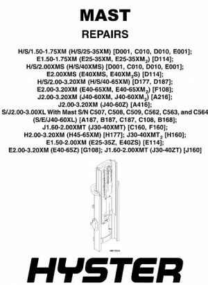 Hyster D010 (S25XM, S30XM ,S35XM ,S40XMS) Forklift Service Manual