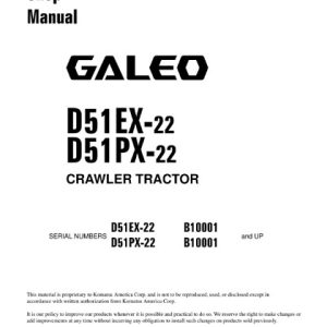 Komatsu D51EX-22, D51PX-22 Crawler Tractor Shop Manual
