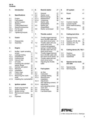 Stihl FS 75, FS 80, FS 85 Brushcutters Service Manual