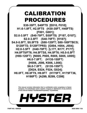 Hyster G187 Forklift Service Repair Manual