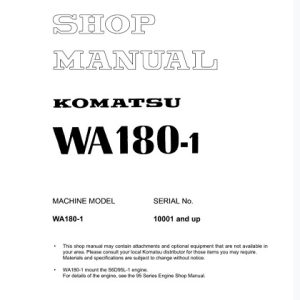 Komatsu WA180-1 Wheel Loader Shop Manual