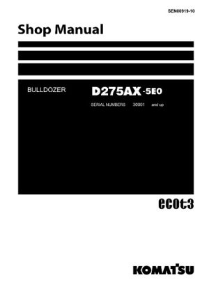 Komatsu D275AX-5E0 Dozer Bulldozer Shop Manual