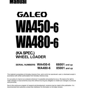Komatsu WA450-6, WA480-6 Galeo Wheel Loader Shop Manual