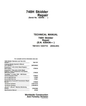 John Deere 748H Skidder Repair Technical Manual