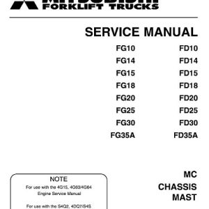 Mitsubishi FG10, FG15 ,FG18 ,FG20,FG25 Forklift Trucks Service Manual