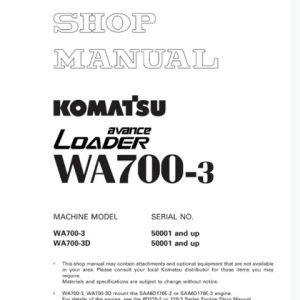 Komatsu WA700-3, WA700-3D Wheel Loader Shop Manual
