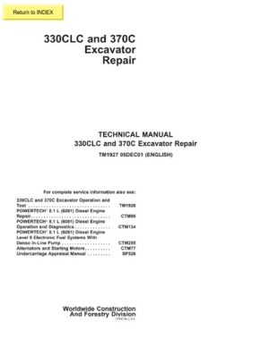 John Deere 330CLC ,370C Excavator Repair Technical Manual