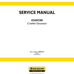 New Holland E260CSR Crawler Excavator Service Manual
