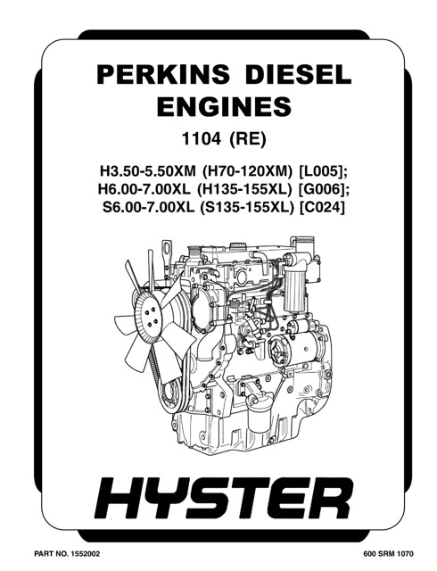 120xm Hyster L005 H70XM,H120XM Forklift Service Repair Manual