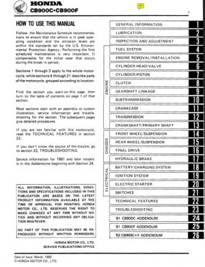 1980-1982 Honda CB900C, CB900F Service Manual
