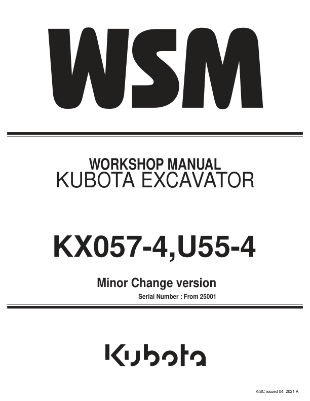 u55-4 Kubota KX057-4,U55-4 Excavator Service Manual