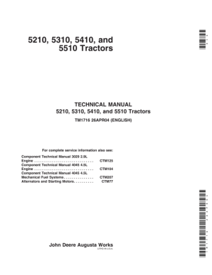 John Deere 5210, 5310, 5410, 5510 Tractors Service Manual