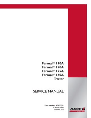 Case IH Farmall 110A, 120A, 125A, 140A Tractor Service Repair Manual