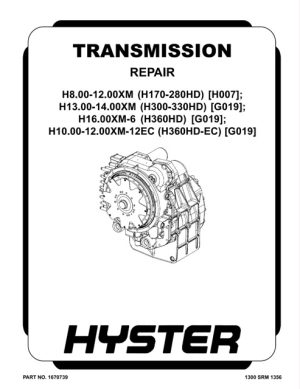 Hyster G019 (H300HD, H330HD, H360HD, H360HD-12EC) Forklift Service Manual