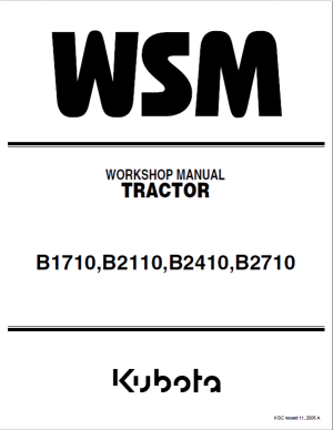 Kubota B1710, B2110 ,B2410, B2710 Tractor Service Manual