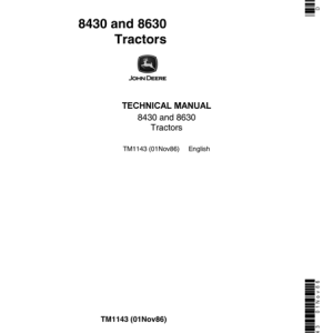 John Deere 8430, 8630 Tractors Service Technical Manual