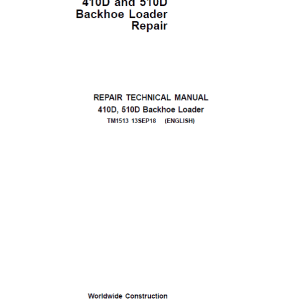 John Deere 410D, 510D Backhoe Loader Technical Manual