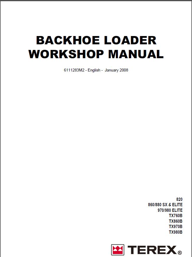Terex Backhoe Loader TX760,860,970,980 Service Manual