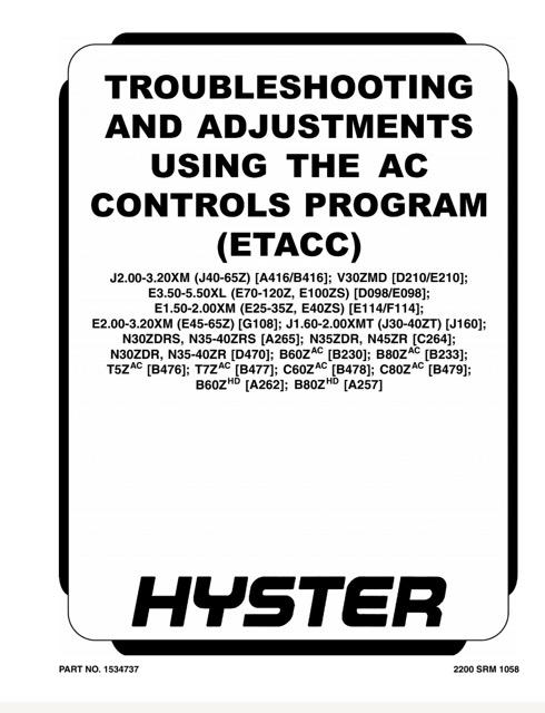 Hyster B230 (B60ZAC) Forklift Service Manual