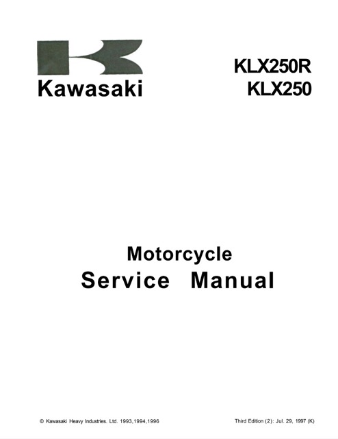 Kawasaki KLX250R, KLX250 Service Manual